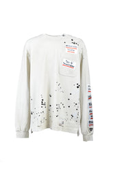 EMBELLISHED STICKER LONG SLEEVES TEE / WHT