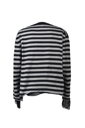 LAYERED HORIZONTAL STRIPED KNIT / BLK
