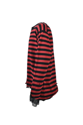 LAYERED HORIZONTAL STRIPED KNIT / RED