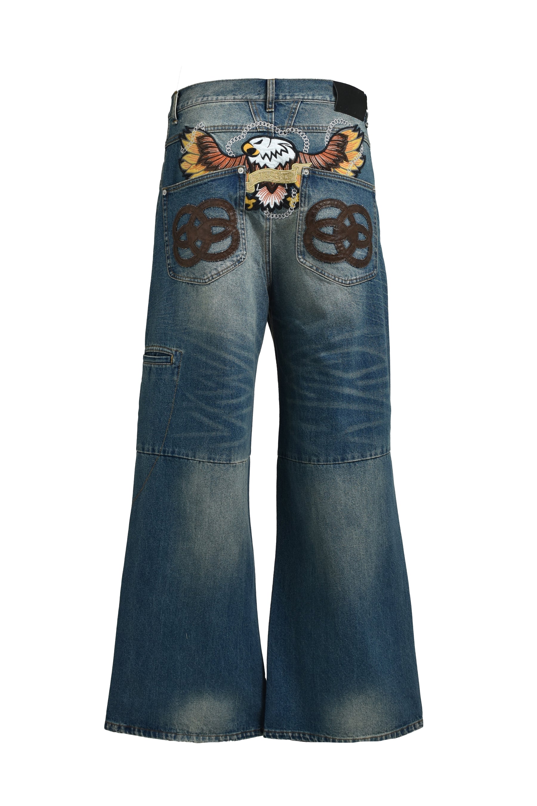 CHAIN ​​EAGLE PATCH DENIM PANTS / IND 
