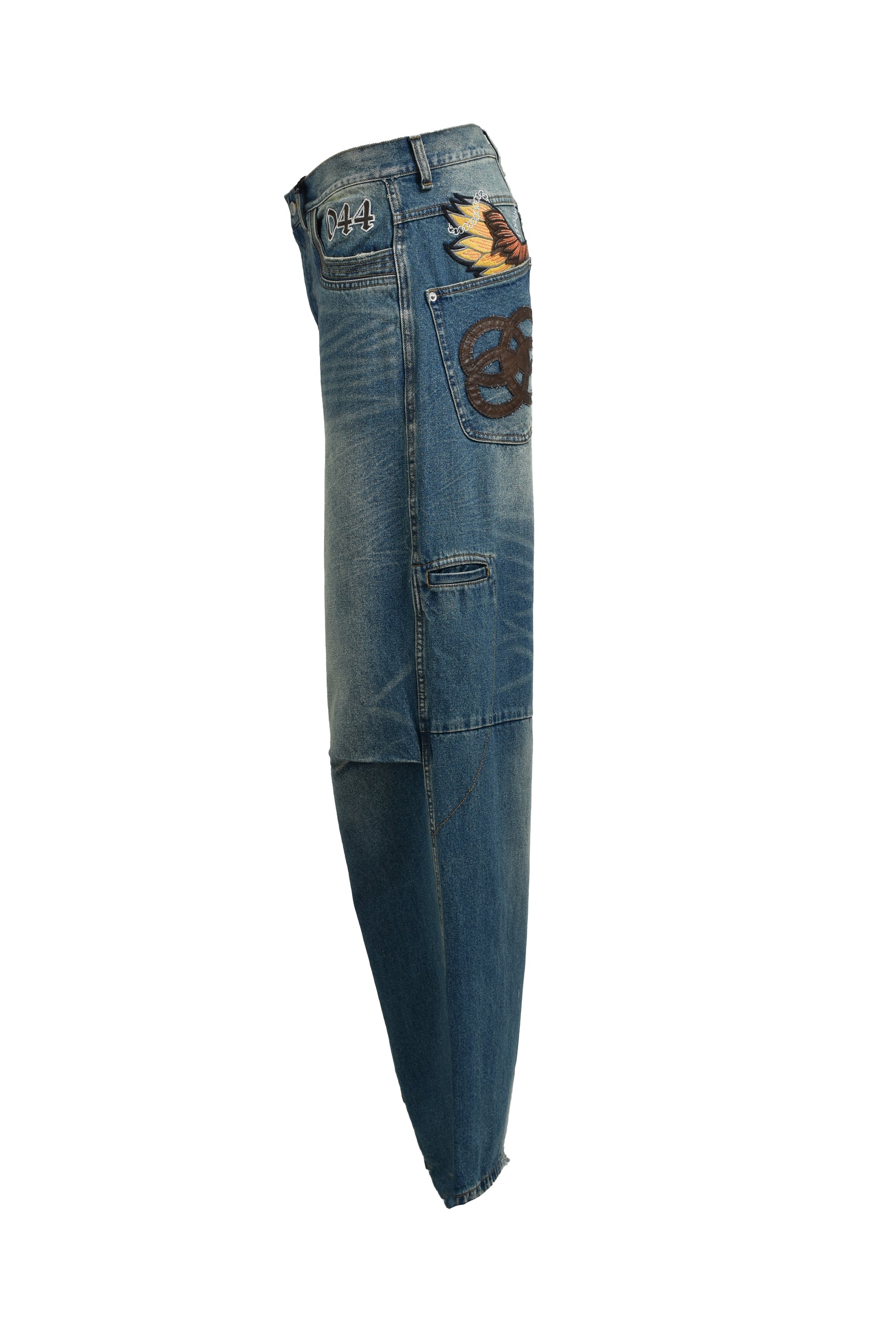 CHAIN ​​EAGLE PATCH DENIM PANTS / IND 