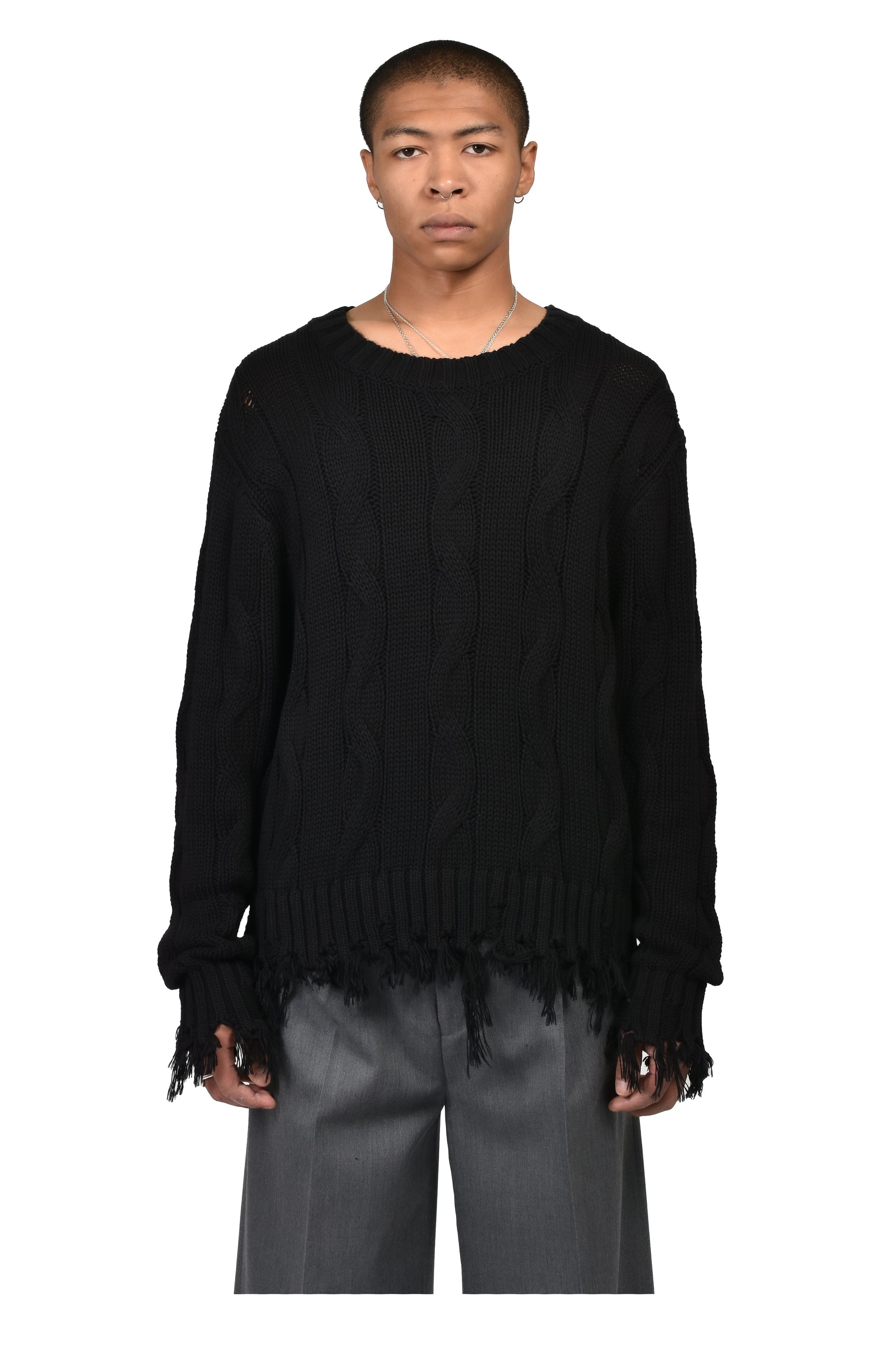 CABLE SWEATER / BLK