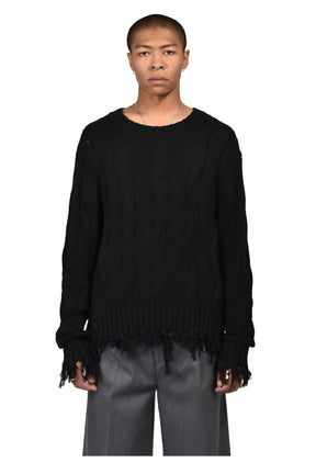 CABLE SWEATER / BLK
