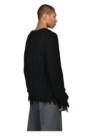CABLE SWEATER / BLK