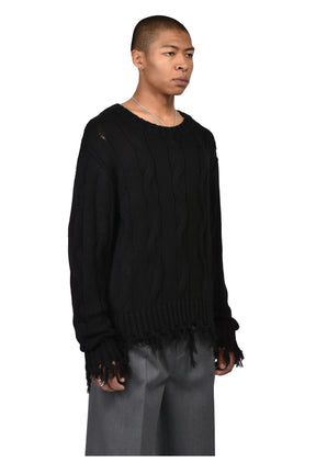 CABLE SWEATER / BLK