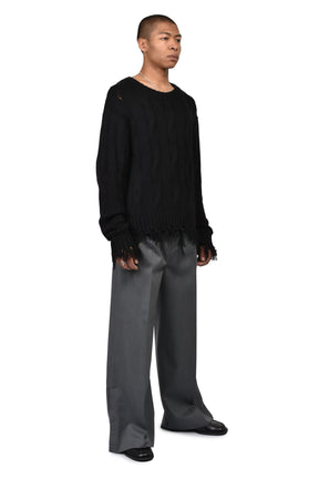 CABLE SWEATER / BLK