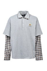 EMBLEM LOGO LAYERED POLO SHIRT / GRY