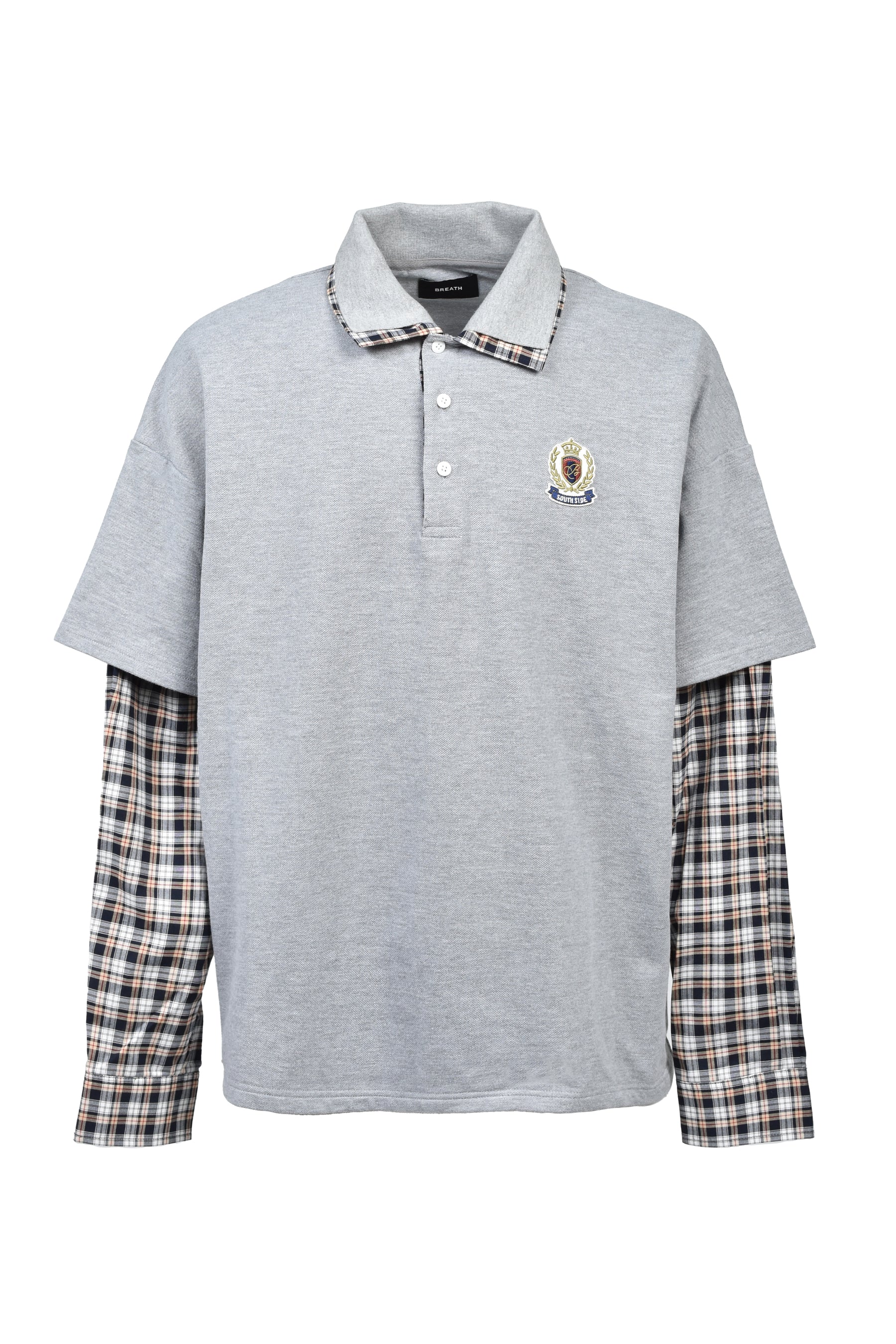 EMBLEM LOGO LAYERED POLO SHIRT / GRY