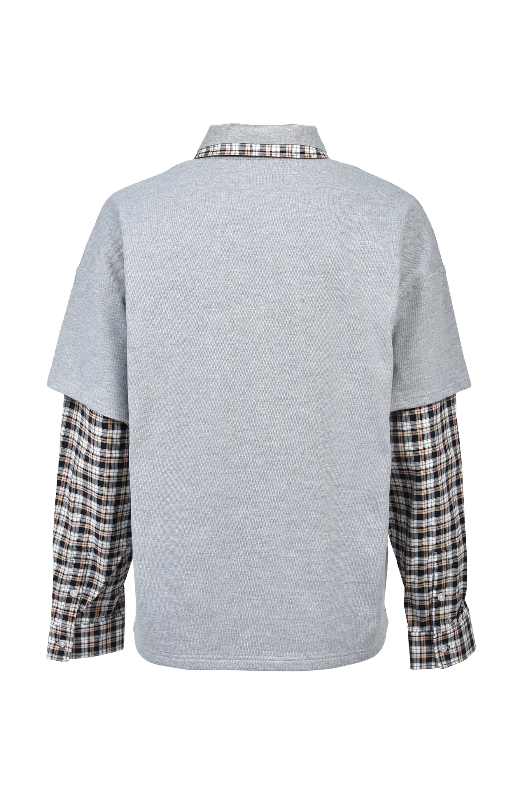 EMBLEM LOGO LAYERED POLO SHIRT / GRY