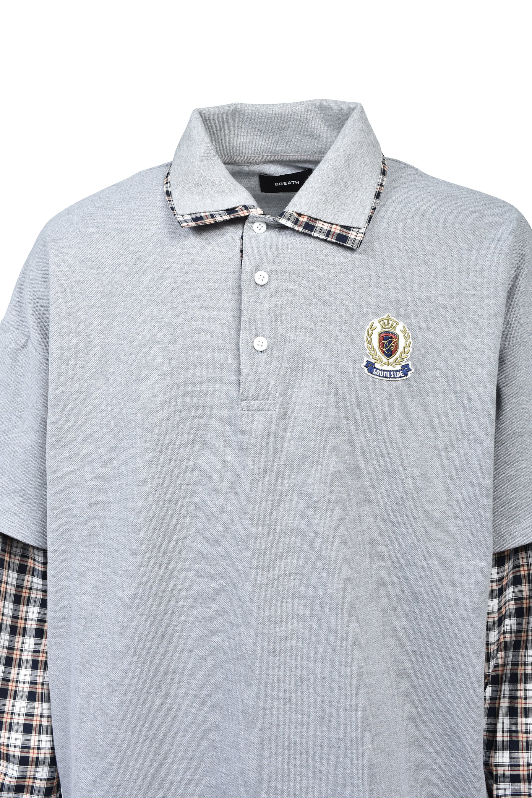 EMBLEM LOGO LAYERED POLO SHIRT / GRY
