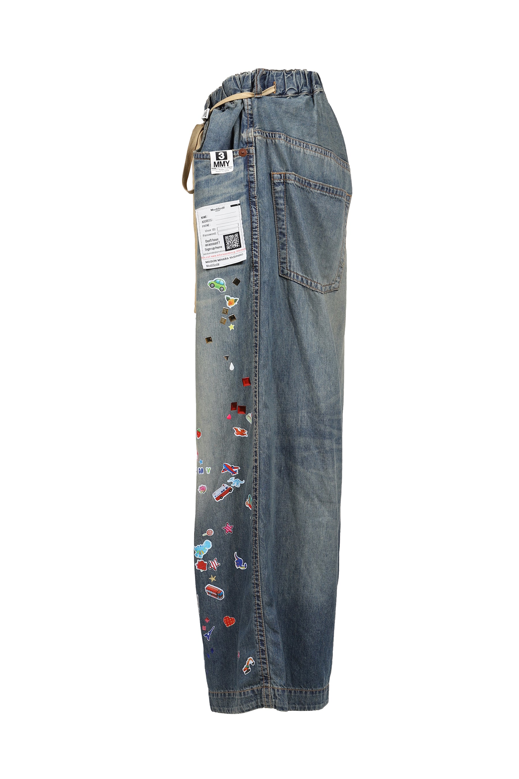 DENIM HUGE DETAIL PANTS W KIDS STICKER / IND