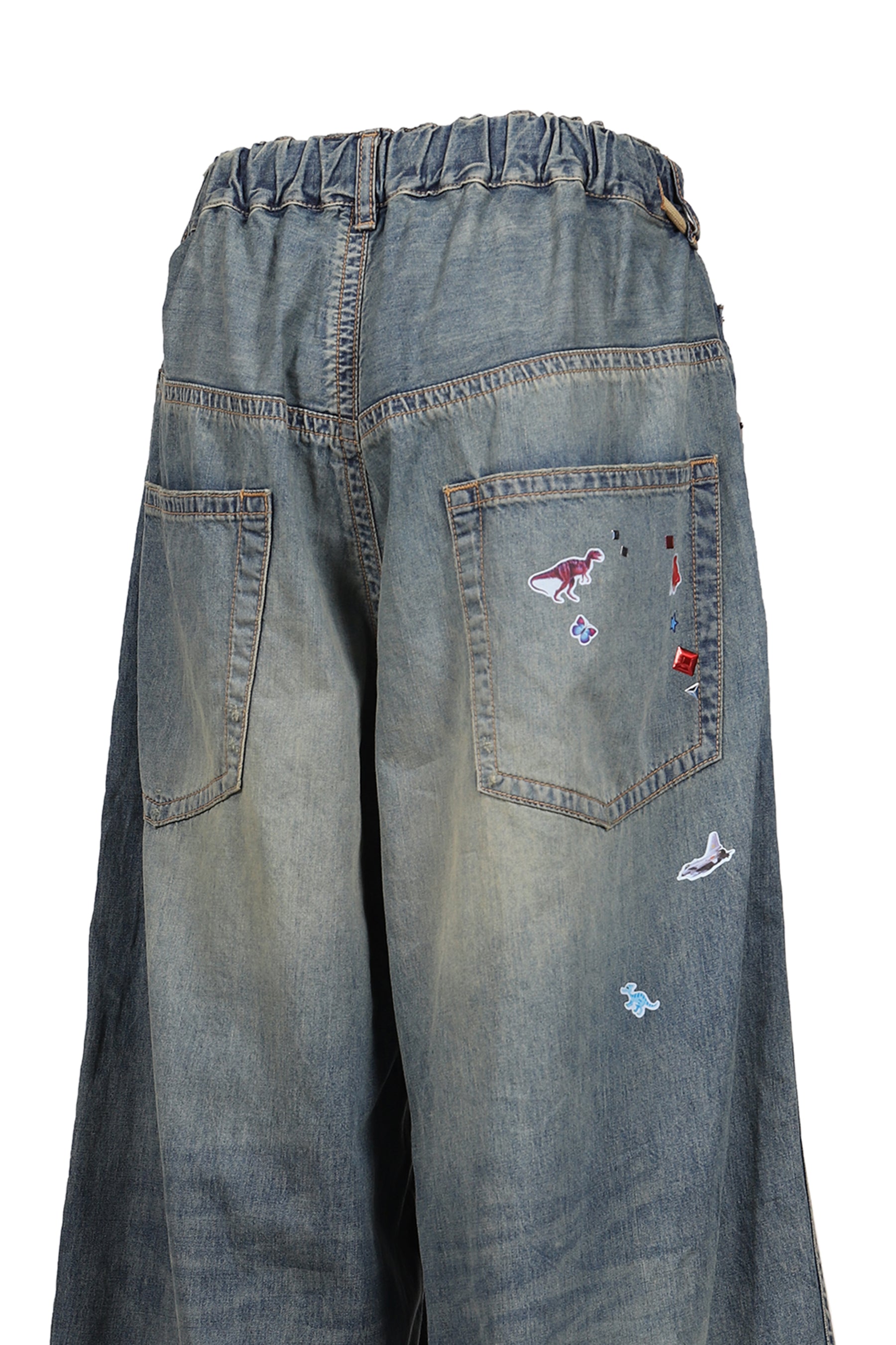 DENIM HUGE DETAIL PANTS W KIDS STICKER / IND