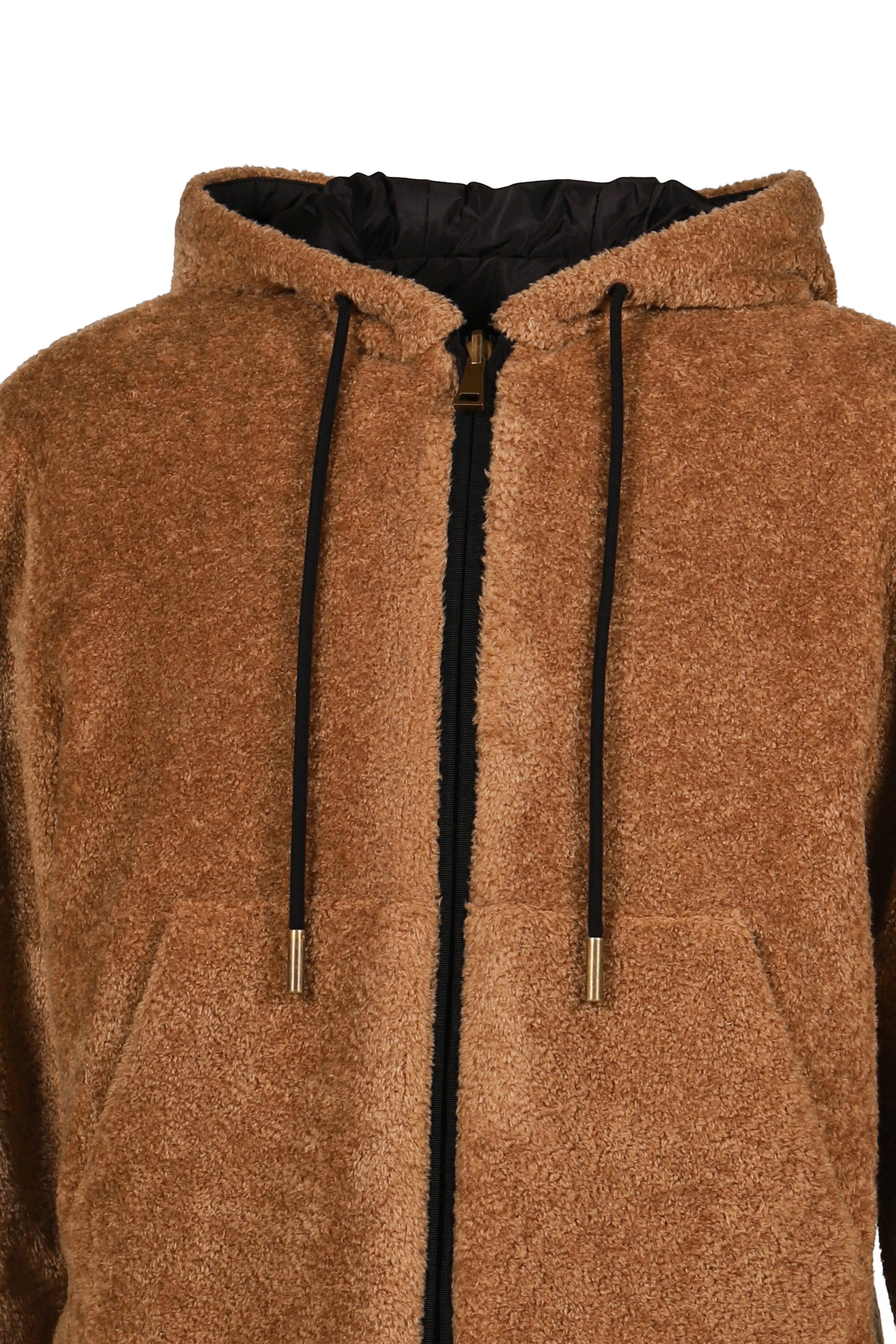 ZIP UP CARDIGAN / CAMEL X BLK