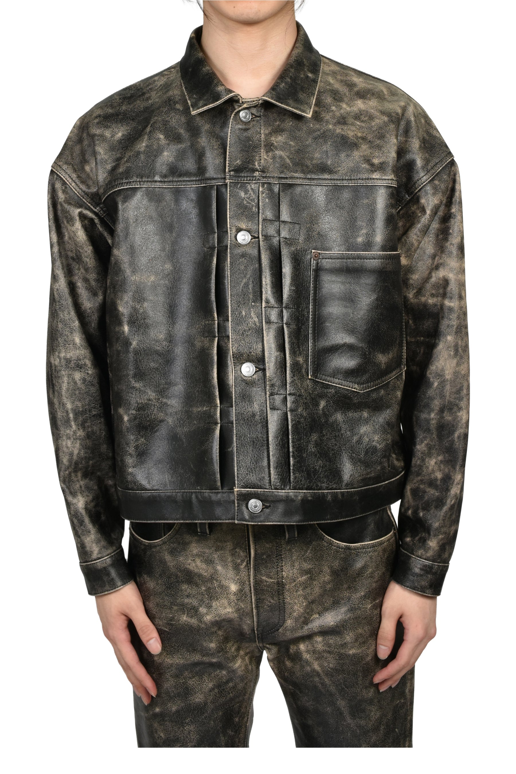 BBJ_LEATHER JACKET/LEATHER / BLK