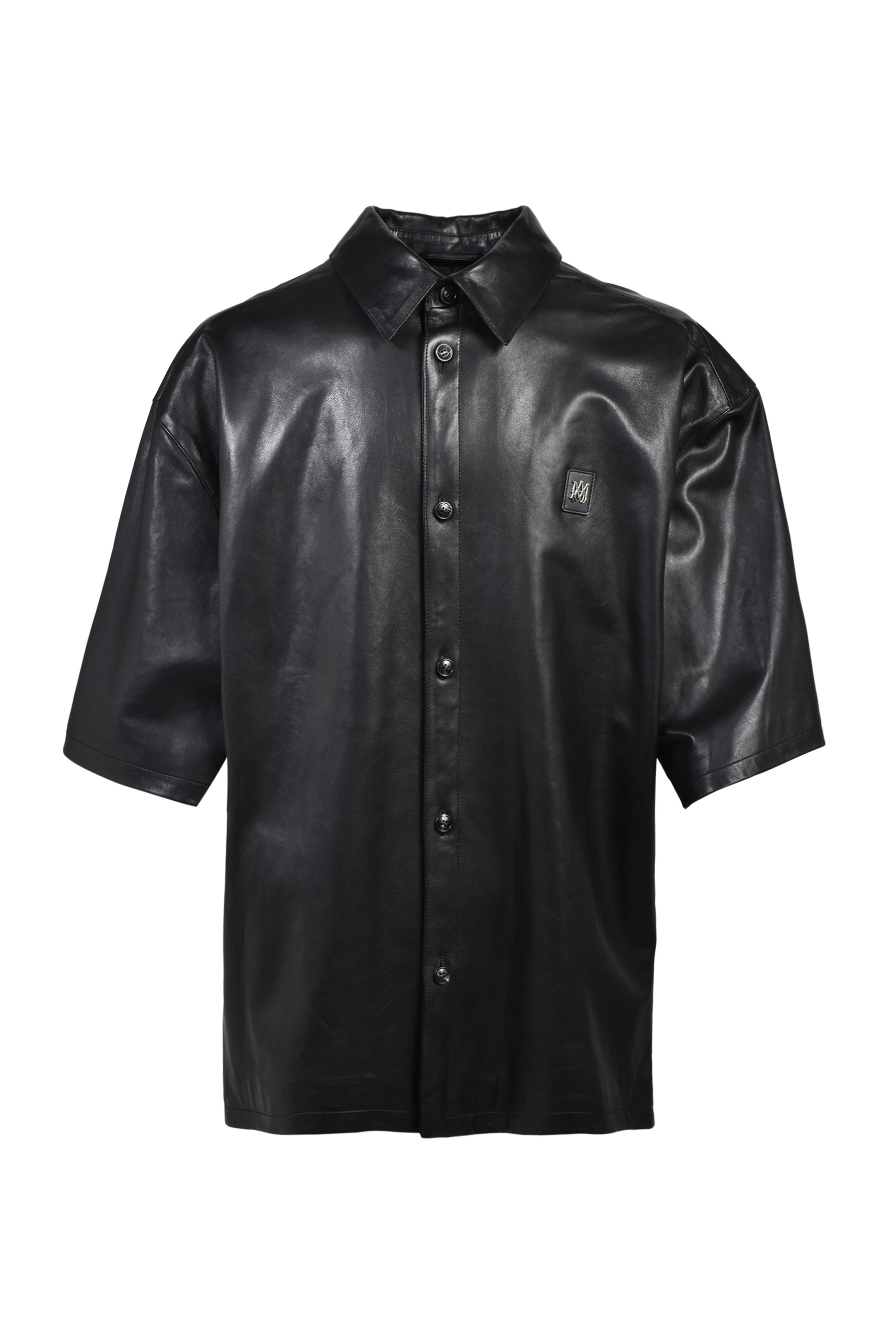 LEATHER MA OVERSIZED SHIRT / BLK