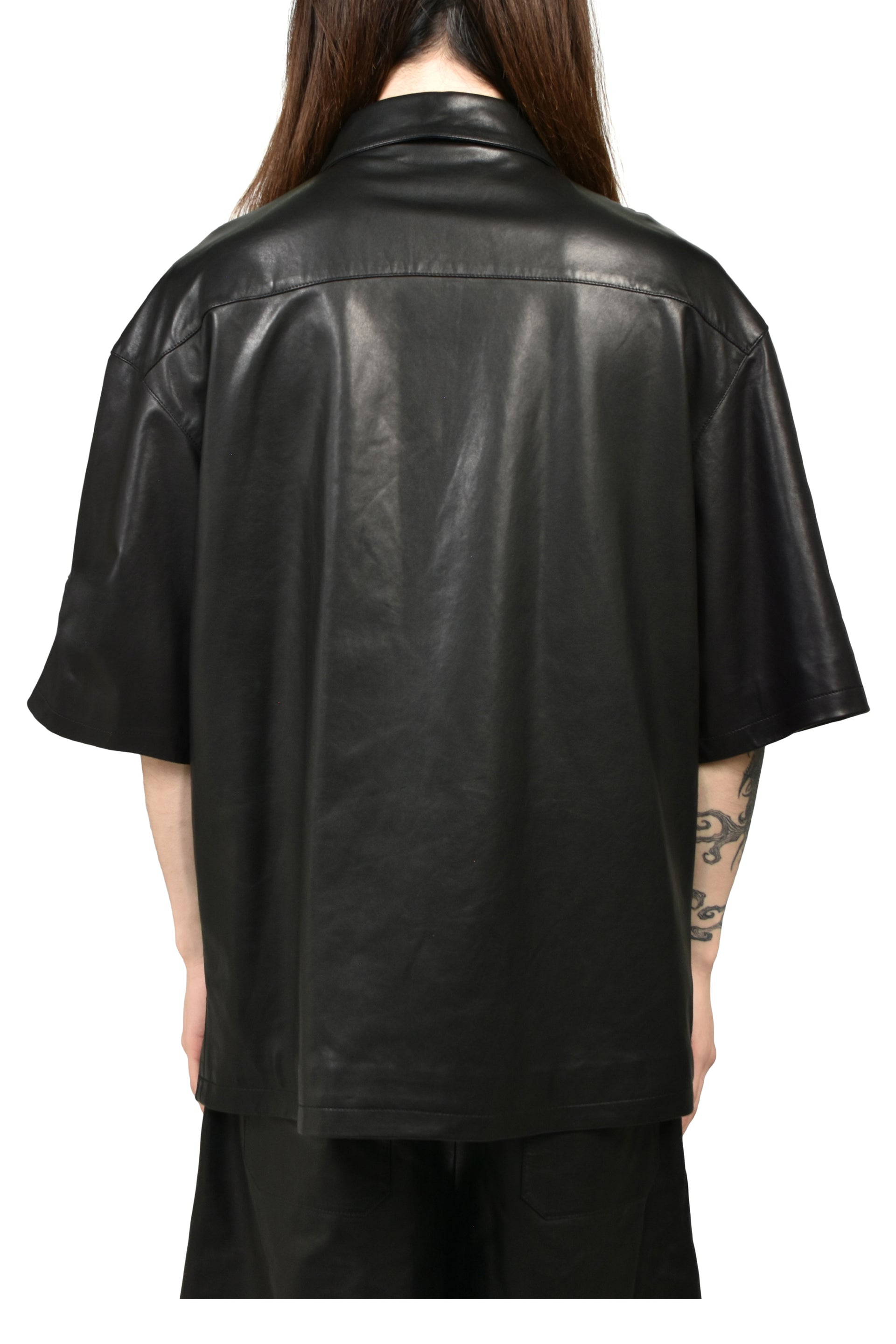 LEATHER MA OVERSIZED SHIRT / BLK
