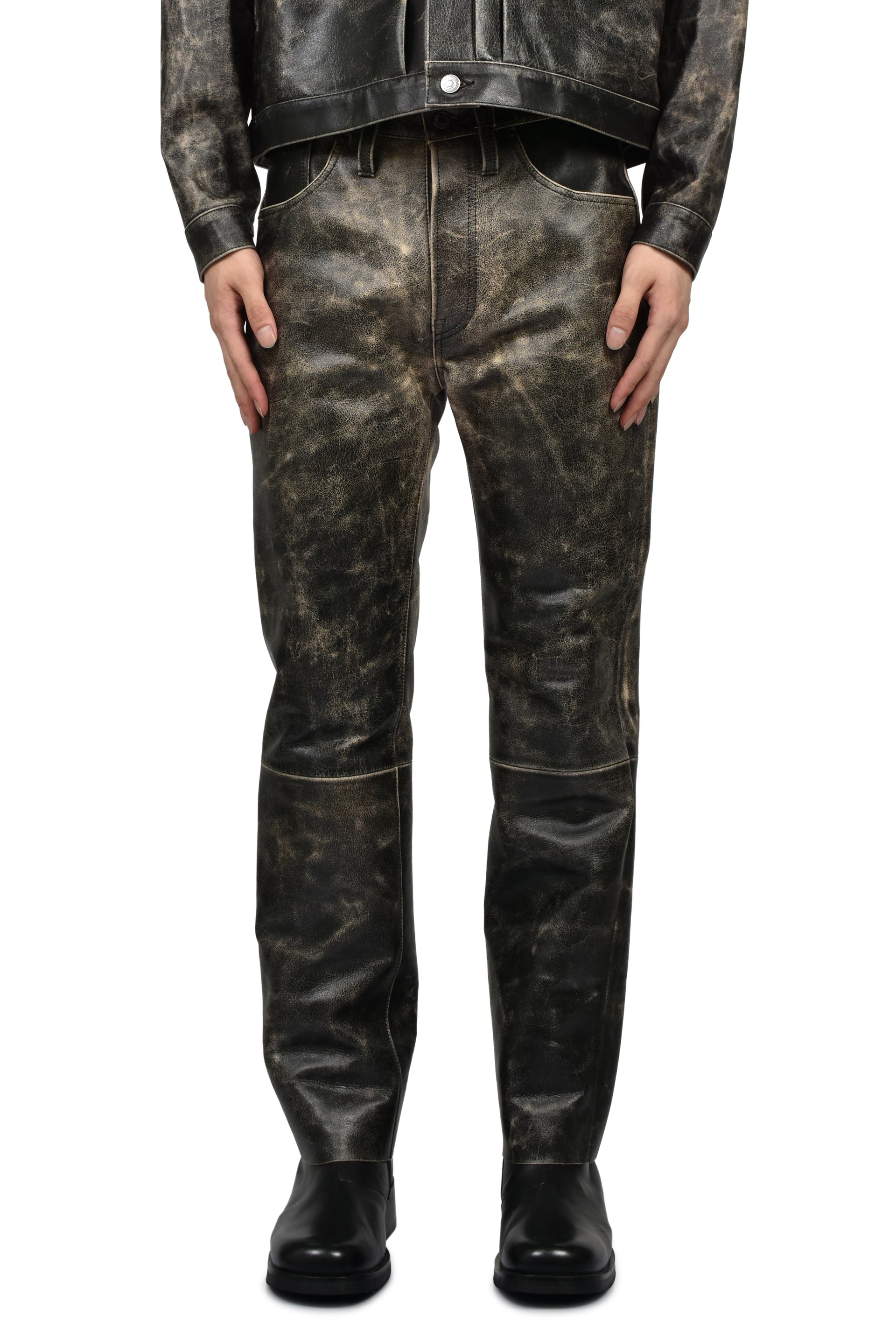 BBJ_LEATHER PANTS/LEATHER / BLK