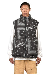 OG BANDANA DISCHARGE DOWN VEST / BLK