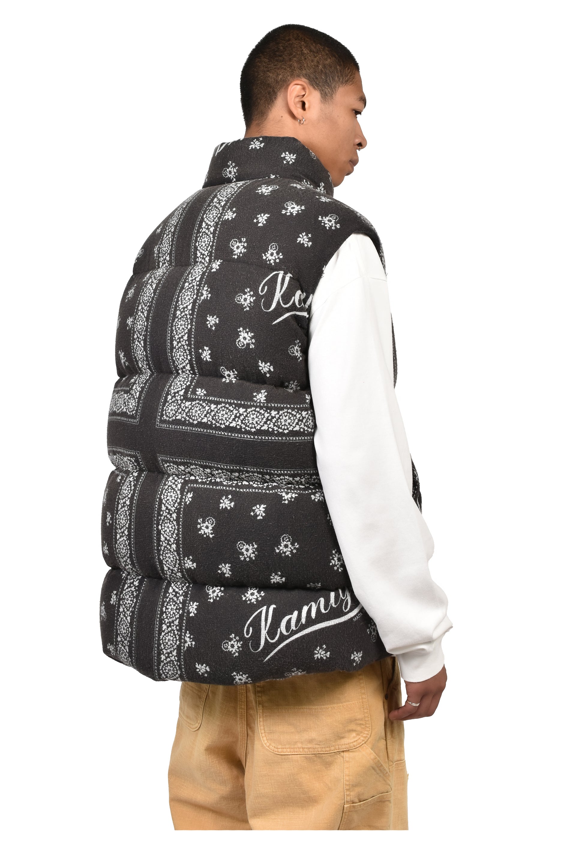 OG BANDANA DISCHARGE DOWN VEST / BLK