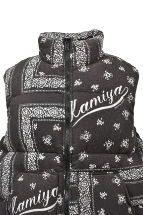 OG BANDANA DISCHARGE DOWN VEST / BLK