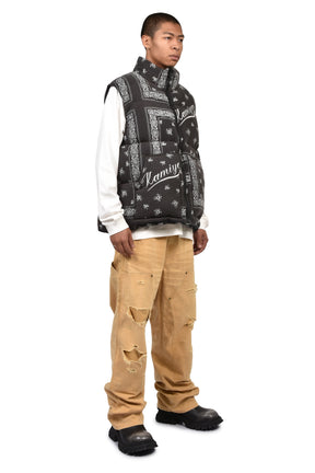 OG BANDANA DISCHARGE DOWN VEST / BLK