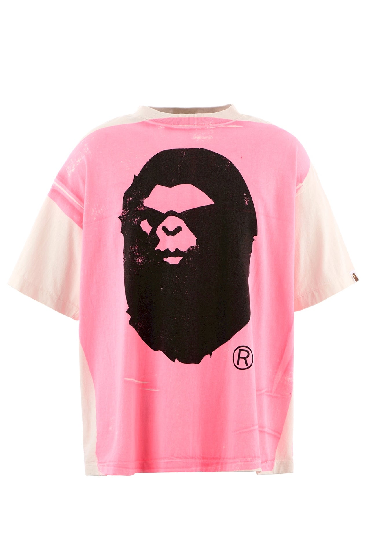 BAPE_SS TEE/HANDPRINT/WHT+PNK / WHT X PNK