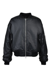 FAUX CROCODILE BOMBER JACKET / BLK