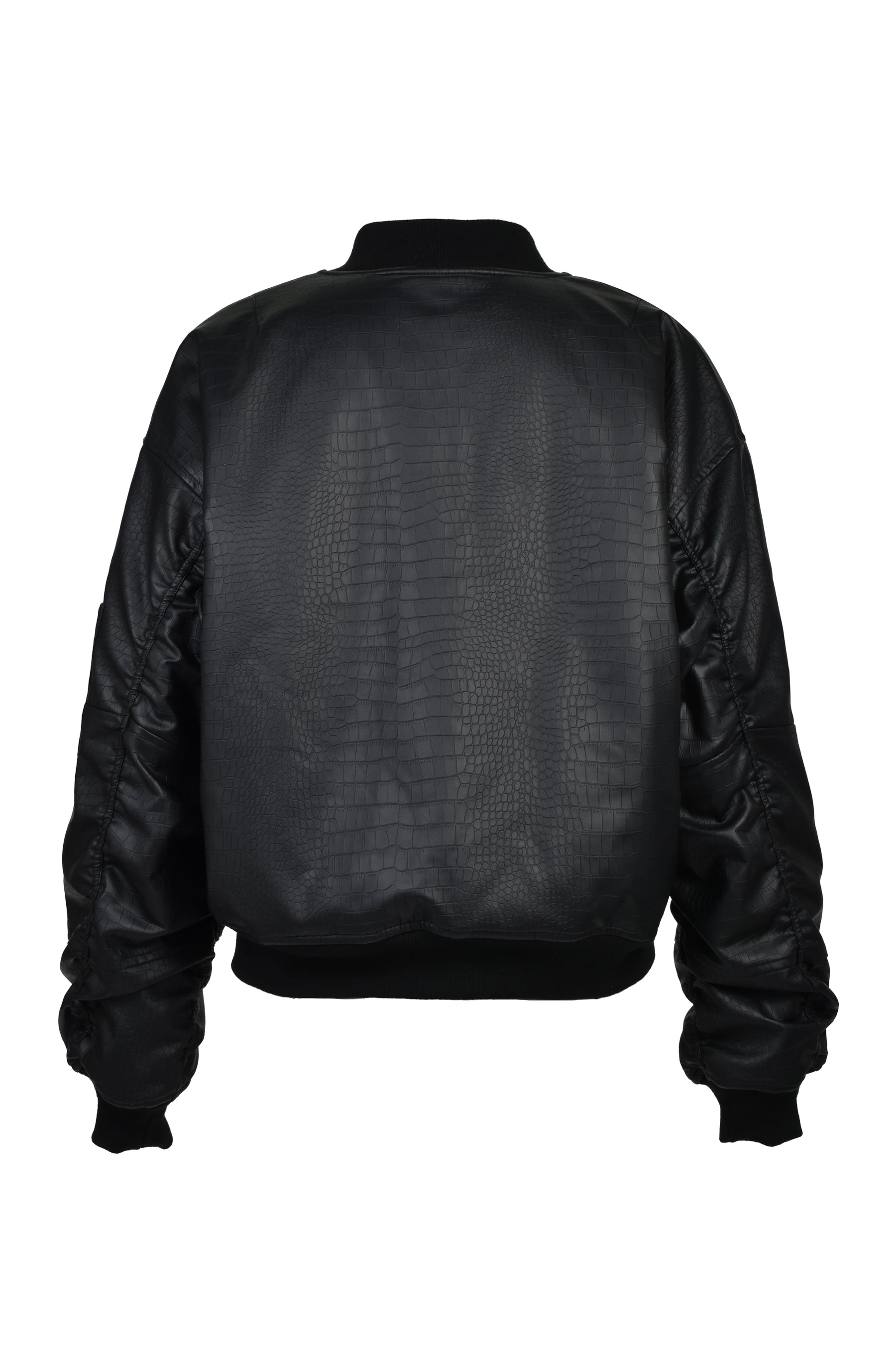 FAUX CROCODILE BOMBER JACKET / BLK