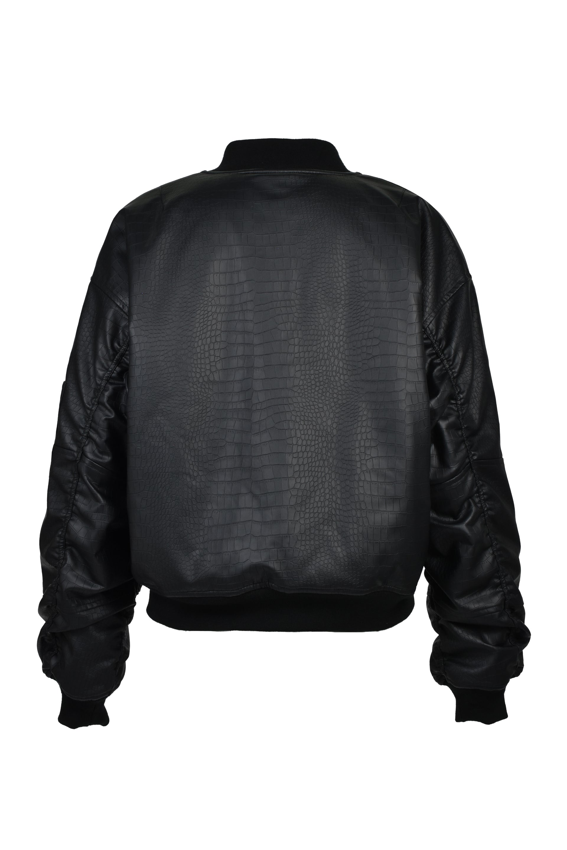 FAUX CROCODILE BOMBER JACKET / BLK