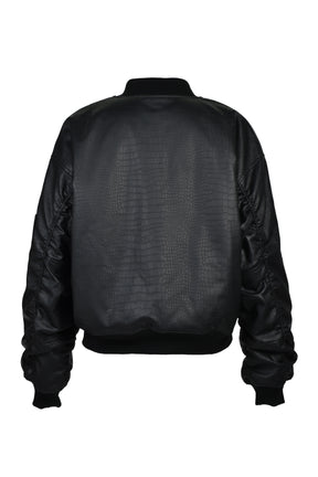 FAUX CROCODILE BOMBER JACKET / BLK