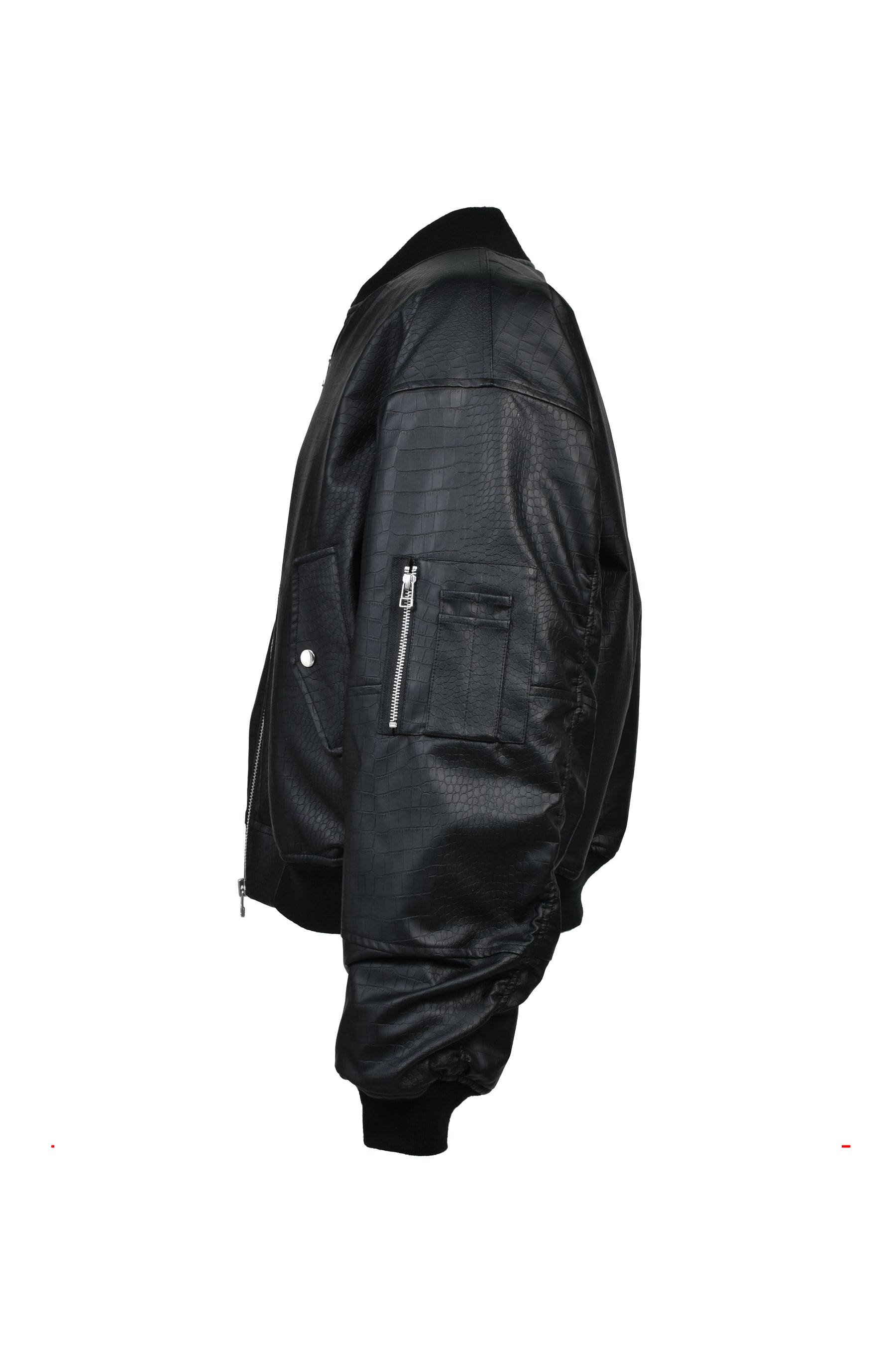 FAUX CROCODILE BOMBER JACKET / BLK