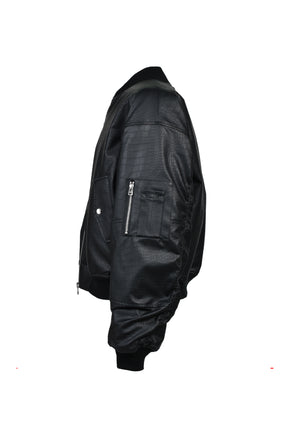 FAUX CROCODILE BOMBER JACKET / BLK