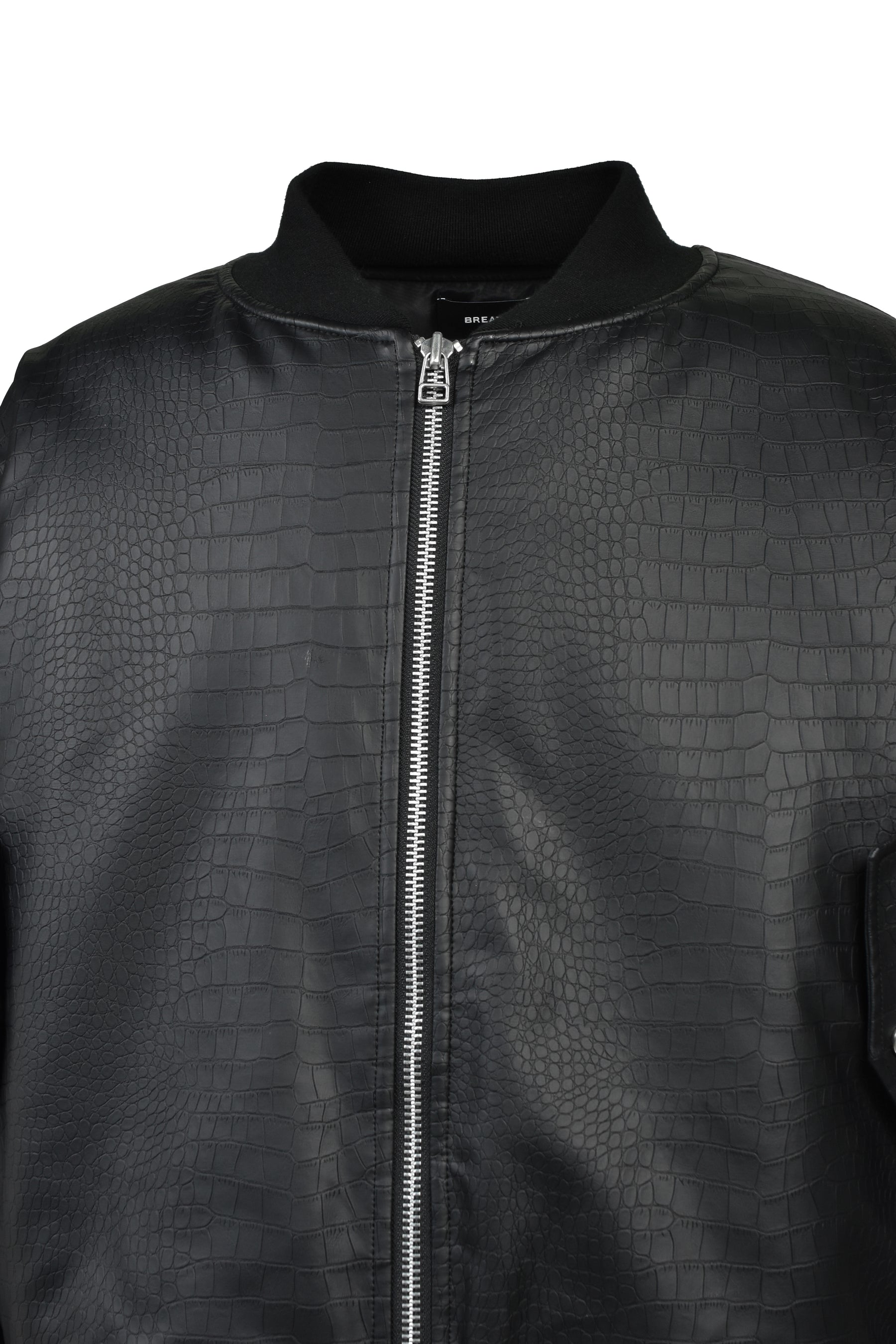 FAUX CROCODILE BOMBER JACKET / BLK
