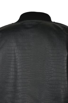 FAUX CROCODILE BOMBER JACKET / BLK