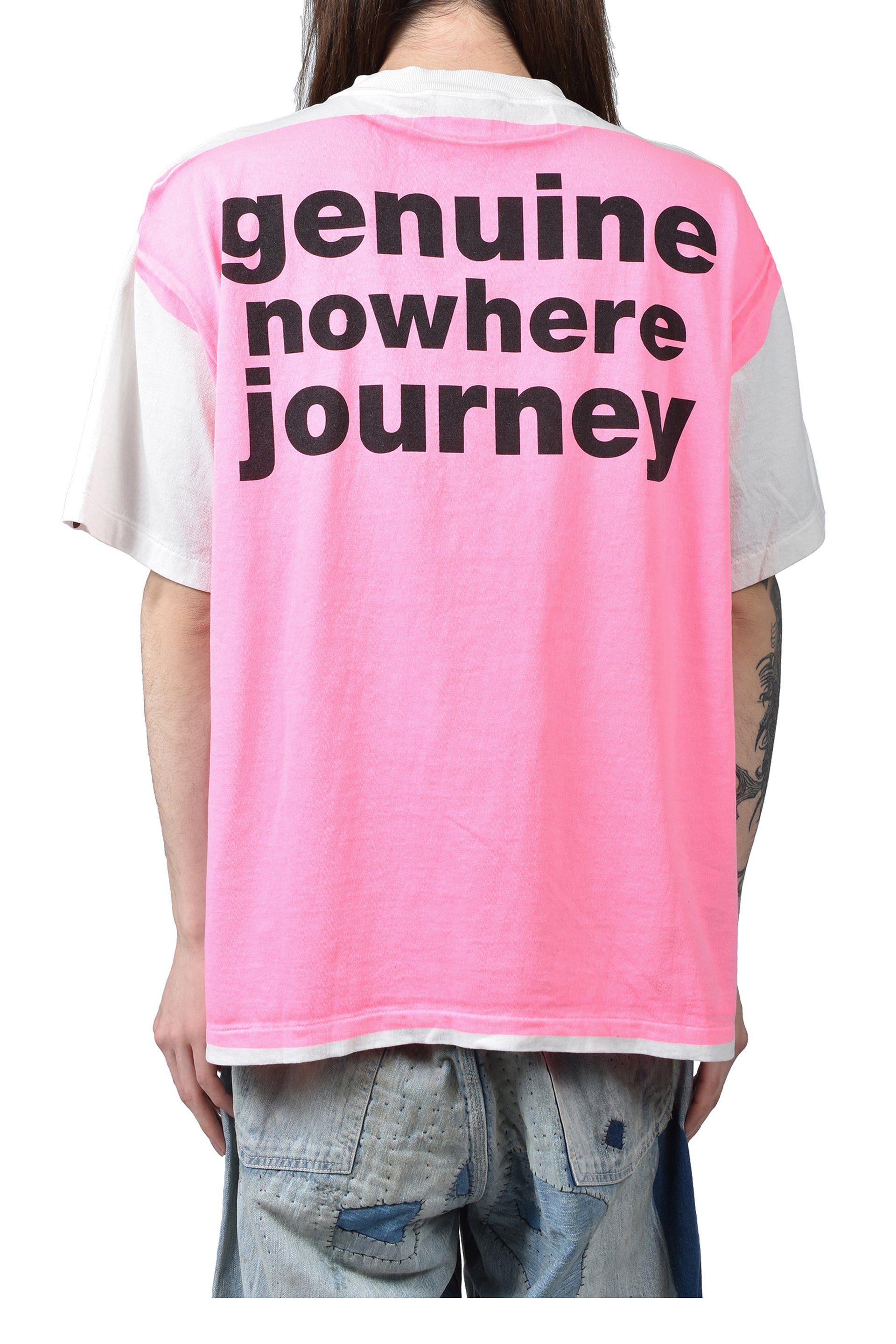 BAPE_SS TEE/HANDPRINT/WHT+PNK / WHT X PNK 