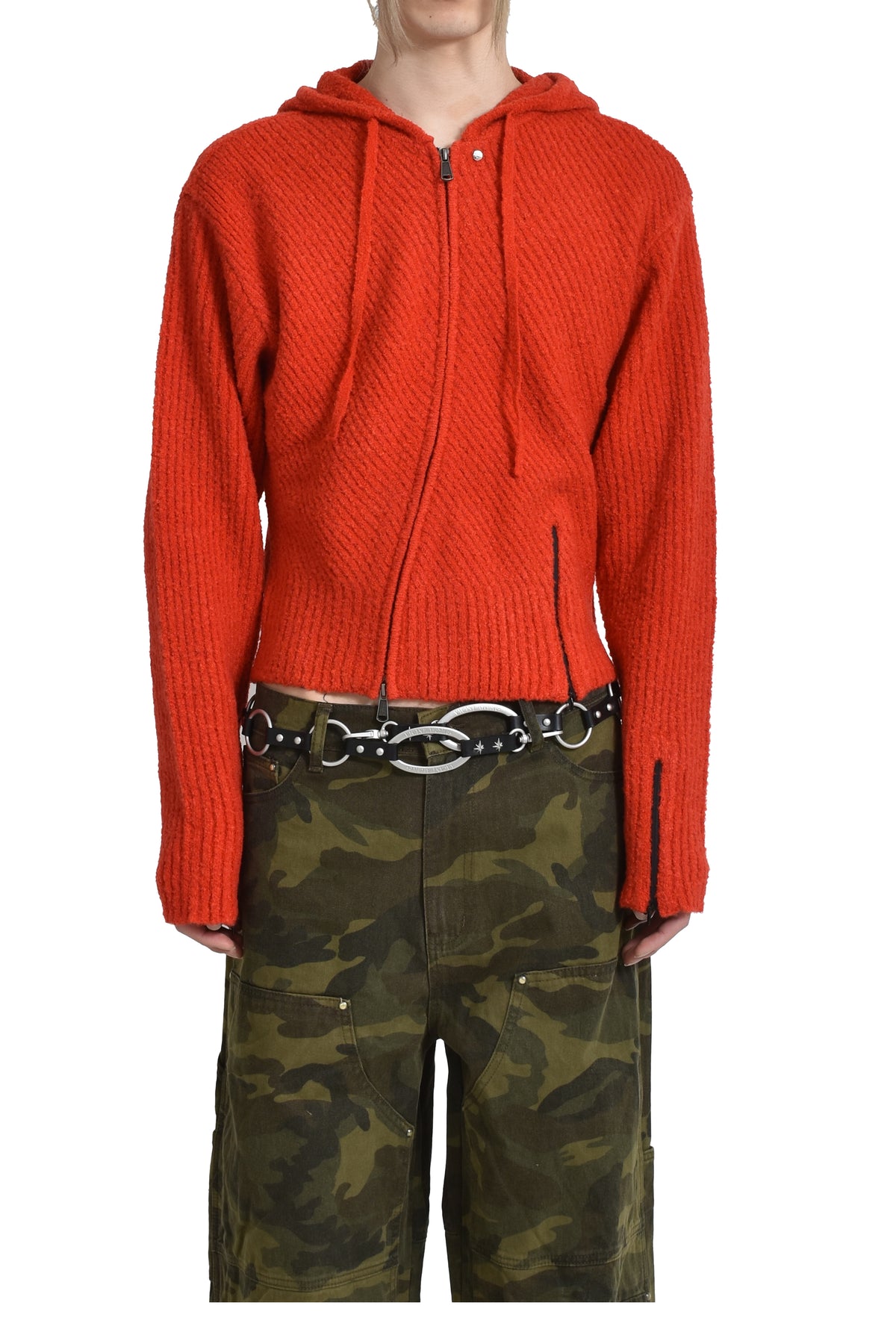 MORO KNITTED HOODIE ZIP-UP / RED