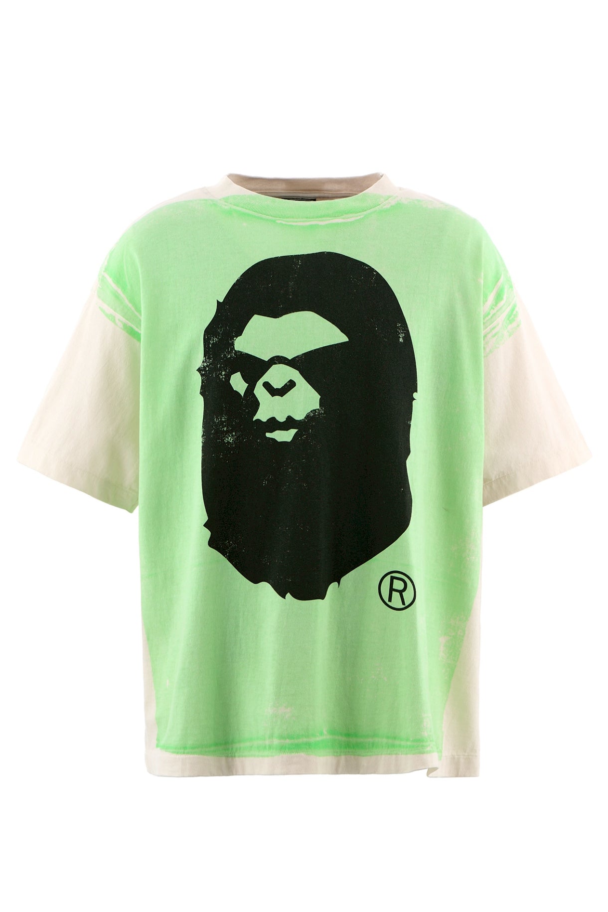 BAPE_SS TEE/HANDPRINT/WHT+GRN / WHT X GRN