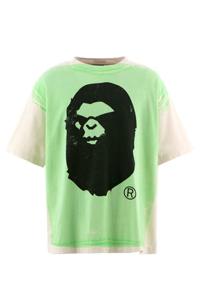 BAPE_SS TEE/HANDPRINT/WHT+GRN / WHT X GRN