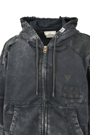 BLEACHED REPAIR PARKA / BLK