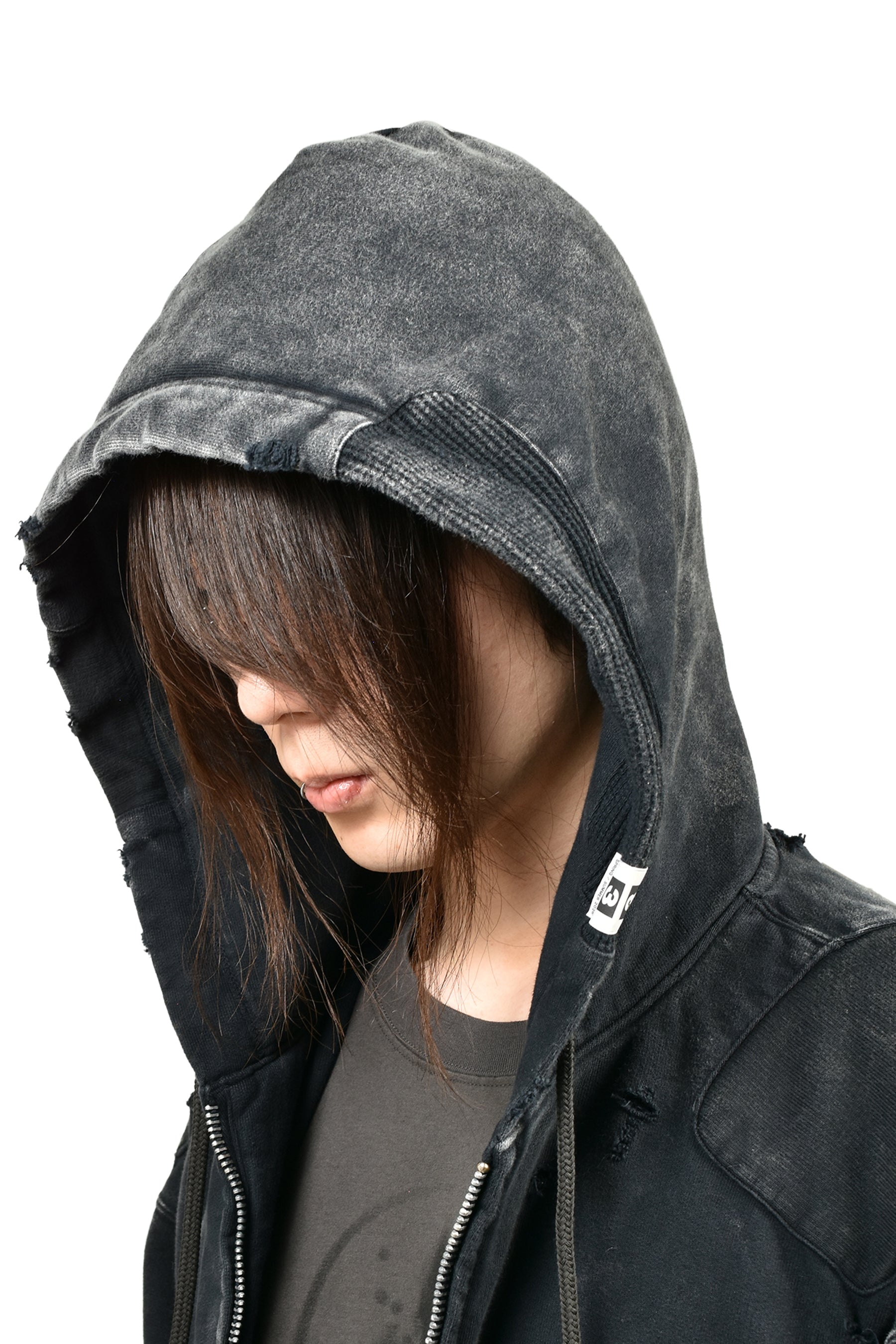 BLEACHED REPAIR PARKA / BLK