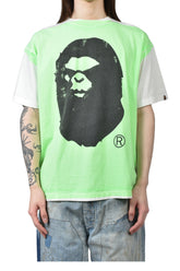 SAINT Mxxxxxx × A BATHING APE® BAPE_SS TEE/HANDPRINT/WHT+GRN / WHT X GRN