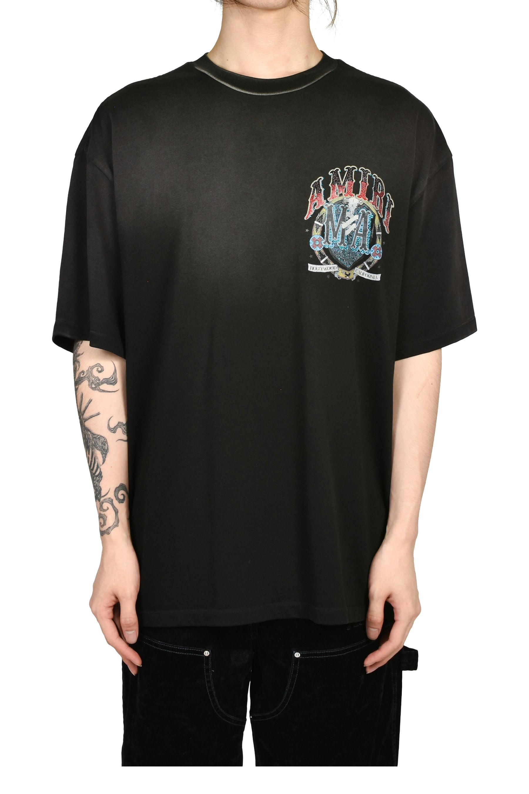 CRYSTAL AMIRI HOLLYWOOD OS TEE / BLK