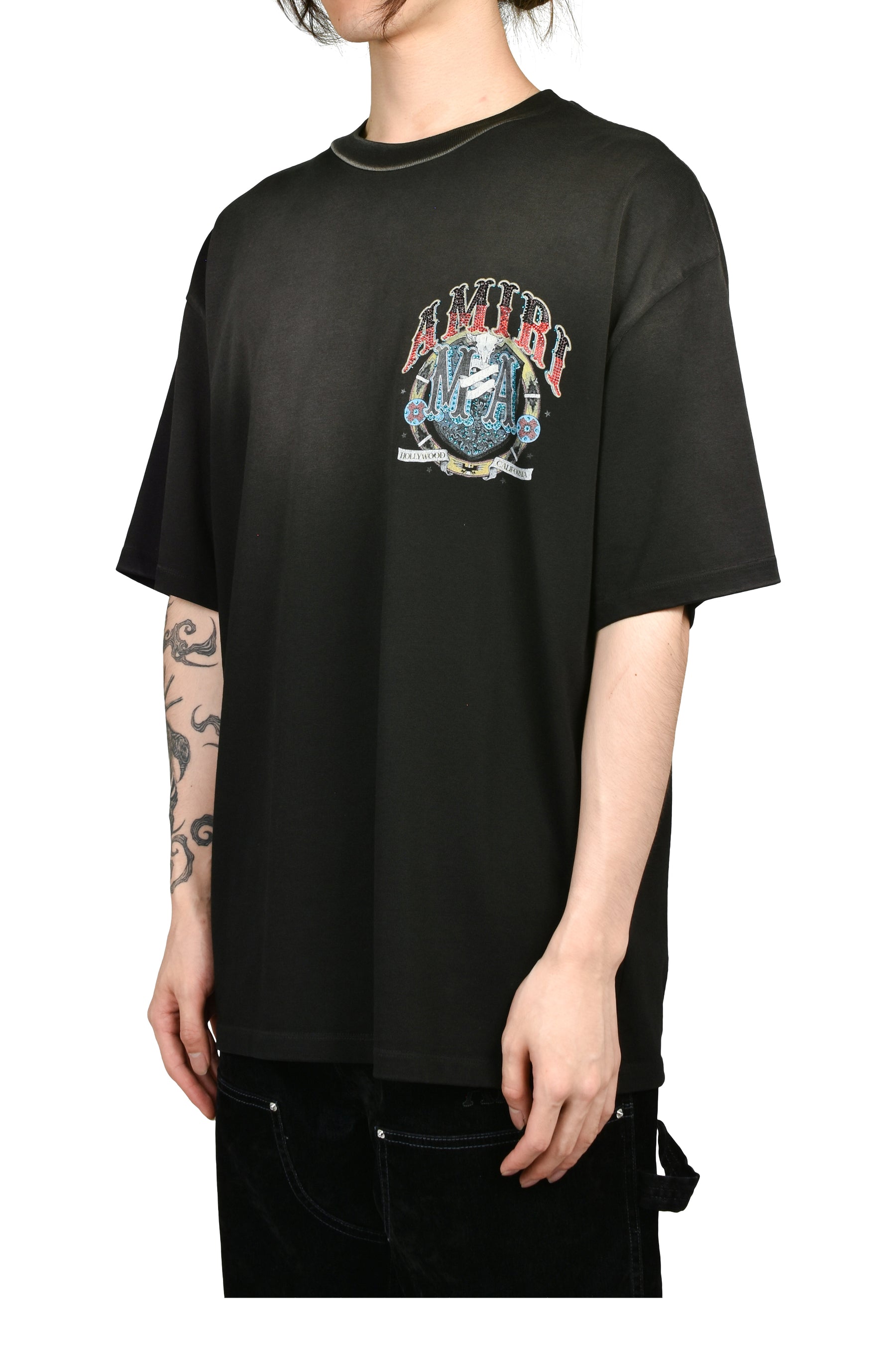 CRYSTAL AMIRI HOLLYWOOD OS TEE / BLK