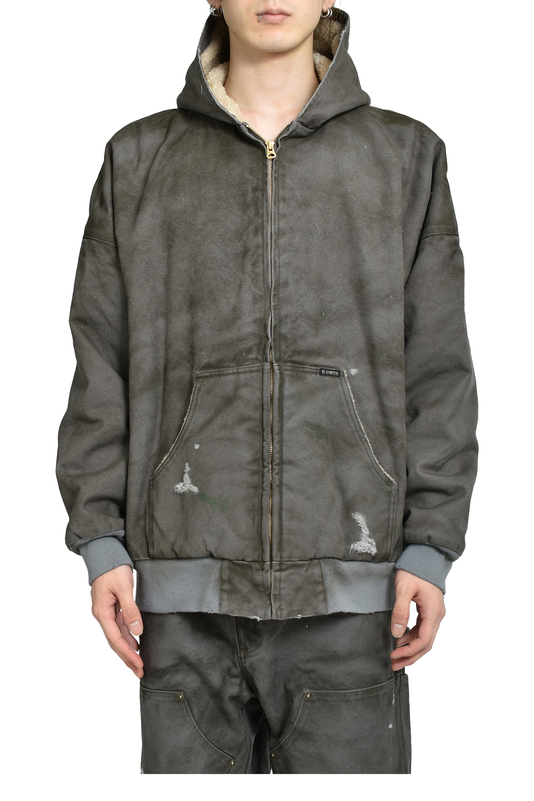 BORO BOA LINING DUCK ZIP PARKA / GRY 