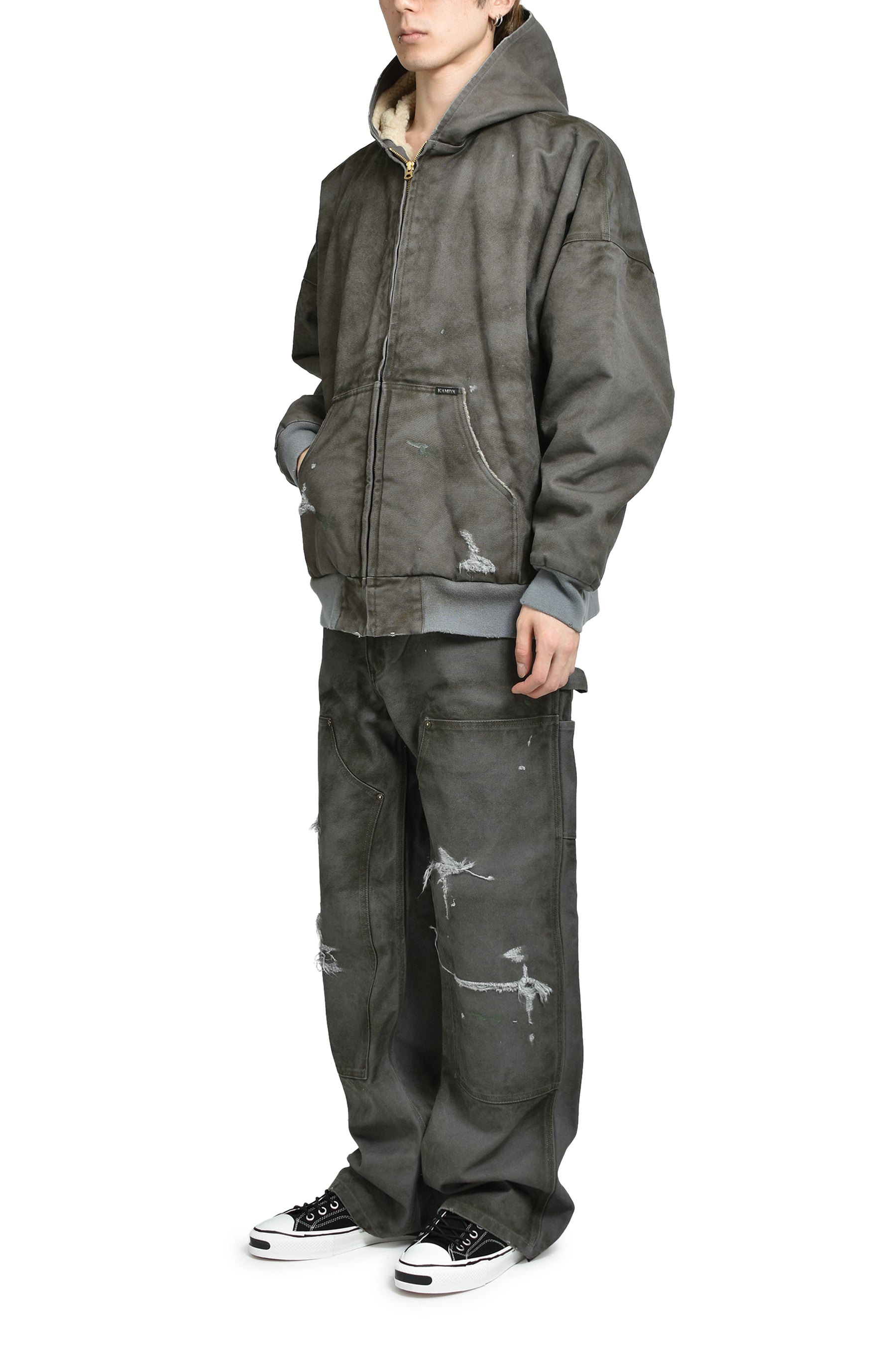 BORO BOA LINING DUCK ZIP PARKA / GRY 