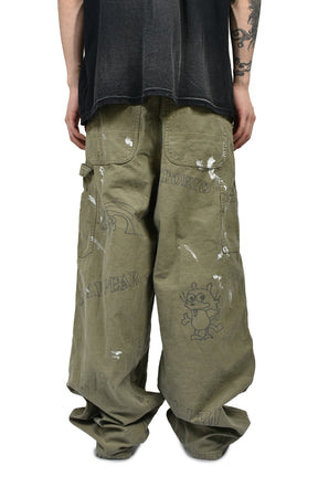 KAMIYA カミヤ SS26 GRAFFITI PAINTER PANTS / KHA - NUBIAN ヌビアン