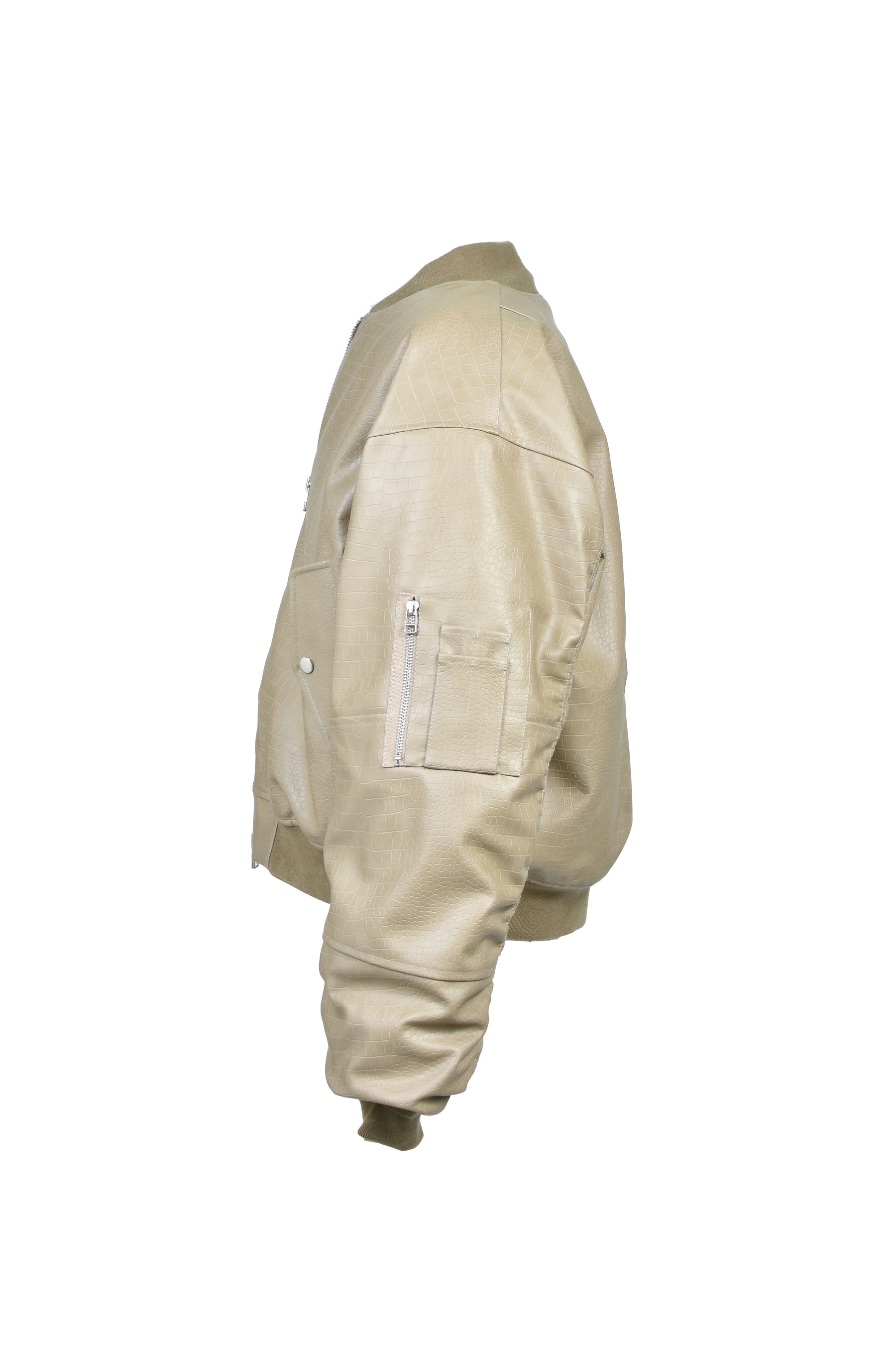FAUX CROCODILE BOMBER JACKET / BEI