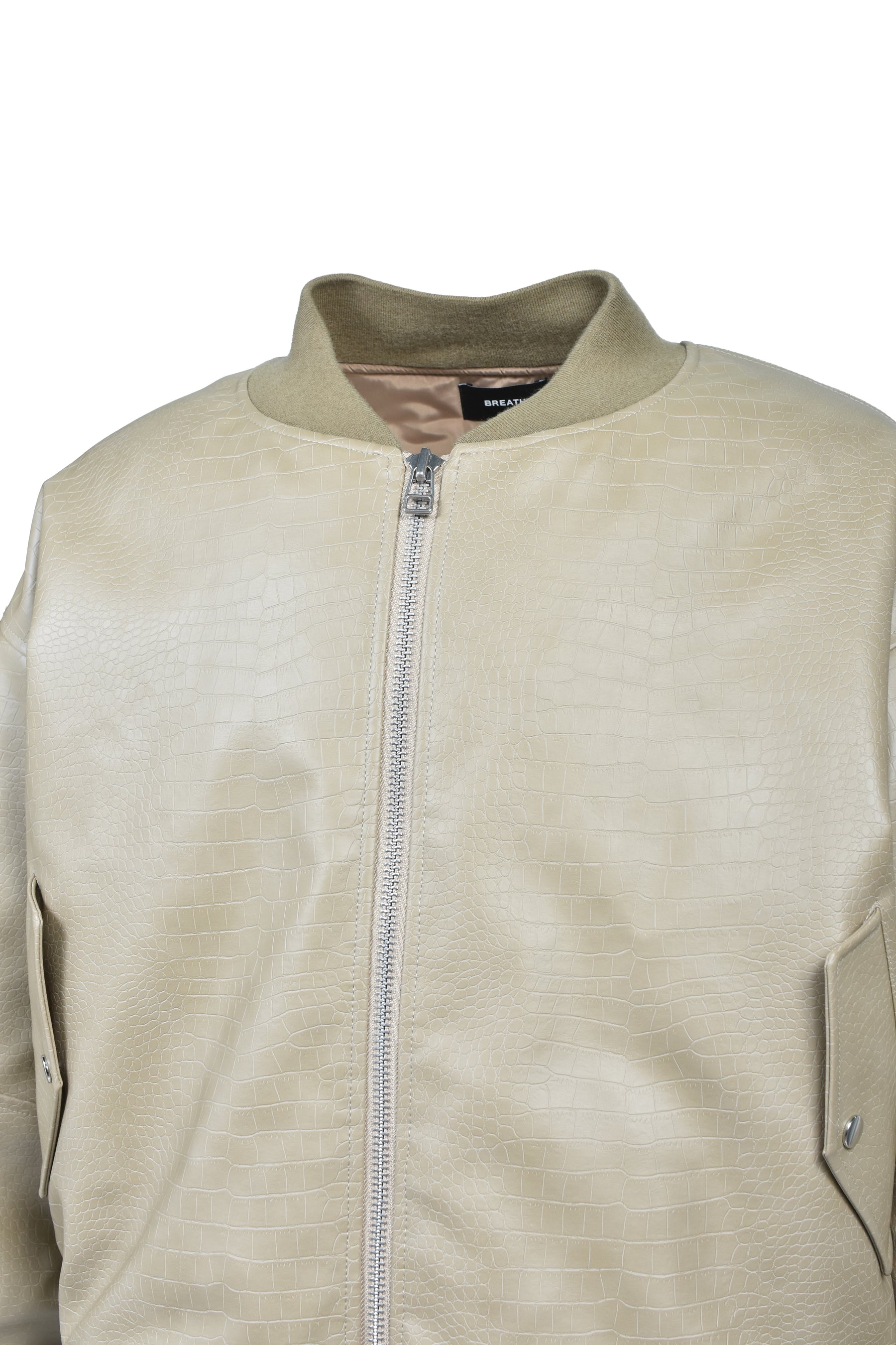FAUX CROCODILE BOMBER JACKET / BEI