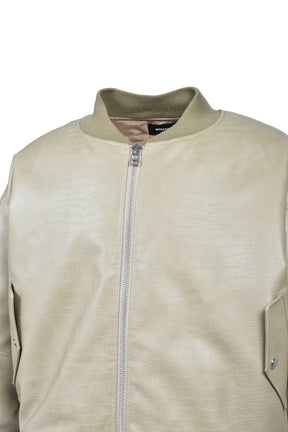FAUX CROCODILE BOMBER JACKET / BEI