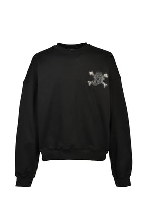 GRILL & TAN & BONE PATCH CREW SWEAT / BLK